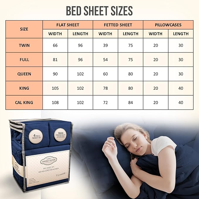 Queen Sheet Set - Luxury Hotel Bed Sheets - Soft Cooling Sheets with Elastic Corner Straps - Deep Pocket Microfiber Bedsheet - Bedding Sheet & Pillowcases - 4 PC (Queen Size, Navy Blue)