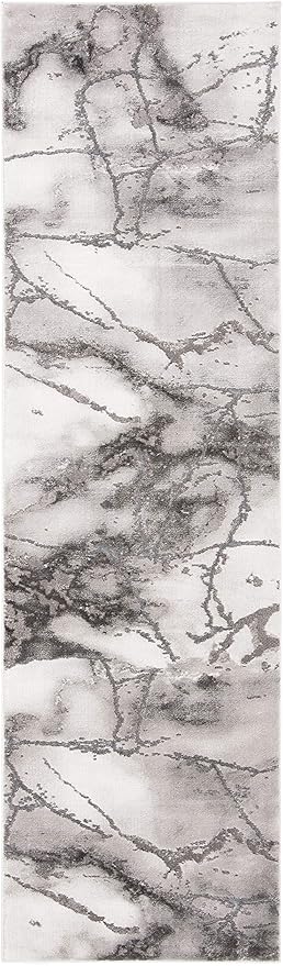SAFAVIEH Craft Collection Runner Rug - 2'3" x 12', Grey & Silver, Modern Abstract Design, Non-Shedding & Easy Care, Ideal for High Traffic Areas in Living Room, Bedroom (CFT877G)