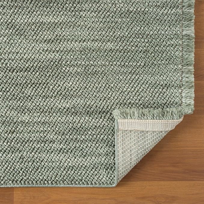 LUXE WEAVERS Solid Machine Woven Green 8x10 Area Rug, Indoor Stain-Resistant Carpet