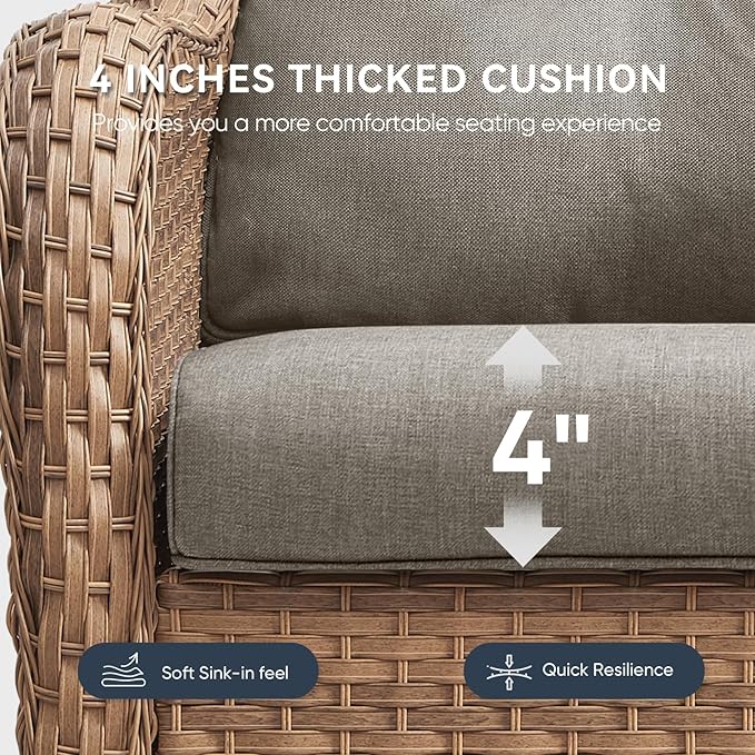 Outdoor Chair Cushions 5 Packs - Outside 22x24 High Back Water-Resistant Cushion with Zipper Cover for Outdoor Glider Rocking Chairs Loveseat 3-seat Couch Sofa – Grey/Regular