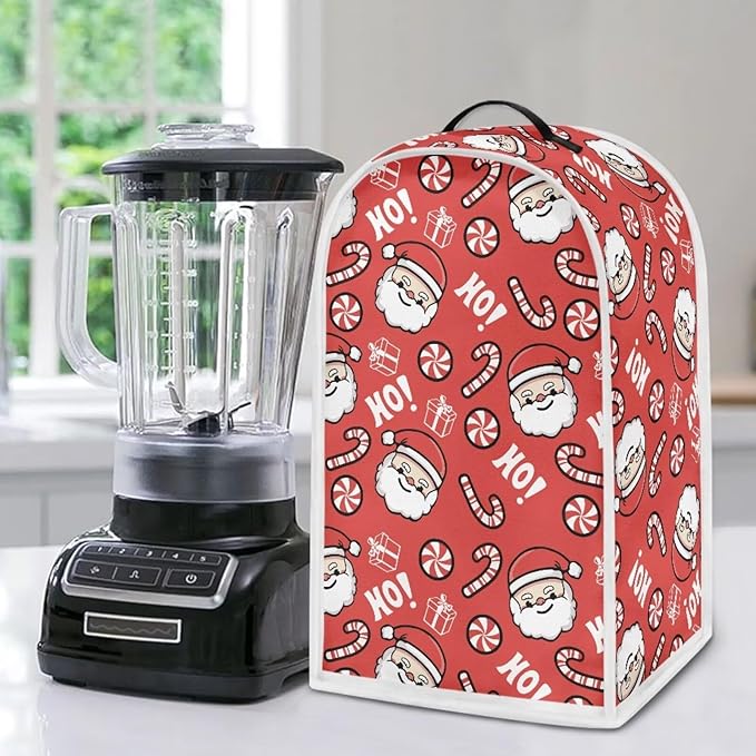 Talayituse Santa Claus Candy Print Blender Dust Cover, Fingerprint Protection Cover for Stand Mixer or Coffee Machine, Christmas Decor Home Kitchen Appliance Covers for Stain Dust Resistant Supplies