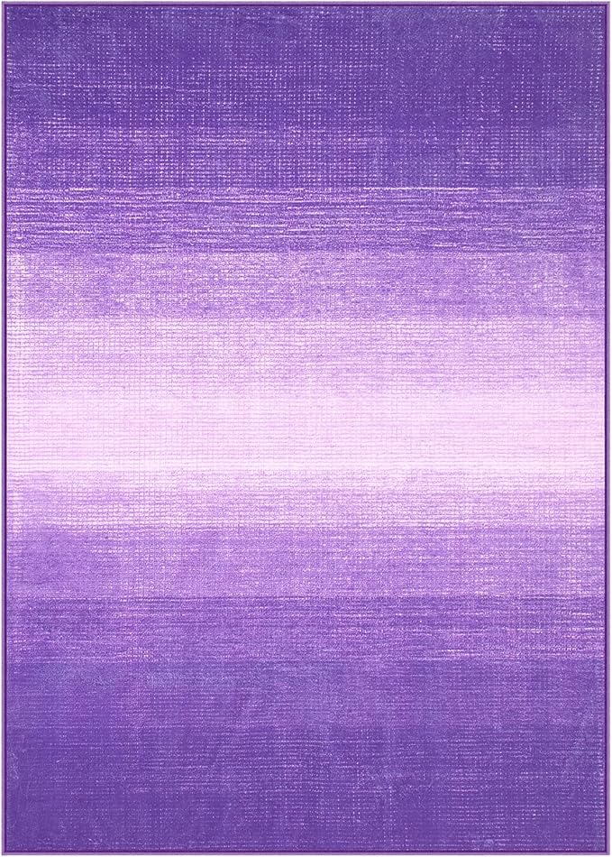Wonnitar Modern Ombre Washable Rugs 5x7 for Bedroom, Non-Slip Purple Large Living Room Area Rug, Non-Shedding Abstract Low Pile Nursery Rug Soft Floor Carpet for Bedside Dorm (Purple, 5'x7')