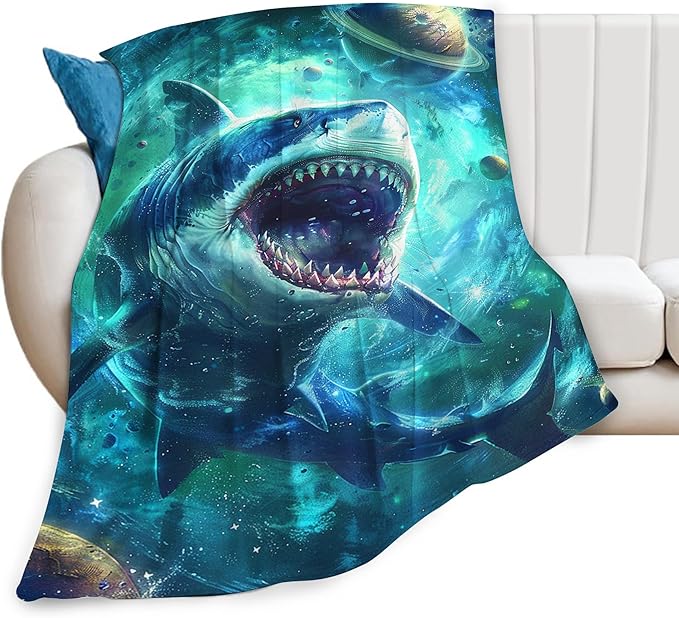 Funny Shark Throw Blanket - Fantasy Gifts and Decor for Girls, Women, Men, Boys - Soft Warm Cozy Fleece for Couch, Sofa, Bed 50"x40"
