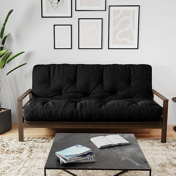 Royal Sleep Products by The Futon Factory 6 inch Foam Futon Mattress - Solid Black Cover - Twin Size - CertiPUR Certified Foams - Made in USA - Replacement Mattress - (Frame not Included)