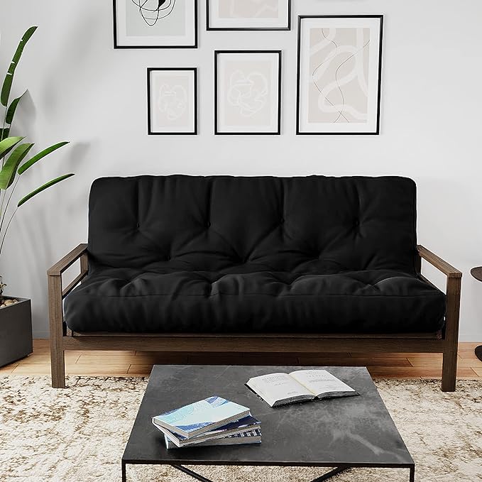 Royal Sleep Products by The Futon Factory 6 inch Foam Futon Mattress - Solid Black Cover - Queen Size - CertiPUR Certified Foams - Made in USA - (Frame not Included)
