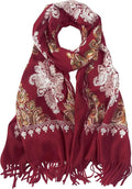 Urban CoCo Women's Embroidered Tassel Long Shawl Oversize Scarf Wraps for Women