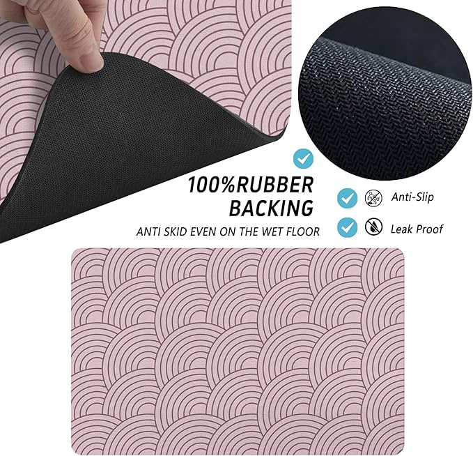 Dog Food Mat for Floors, Absorbent and Quick-Drying Pet Cat Food Mat,Anti-Fouling and Easy-to-Clean Pet Feeding Mat,Dog Bowl Mats for Messy Drinking Water Bowls.16x24inch Boho Style