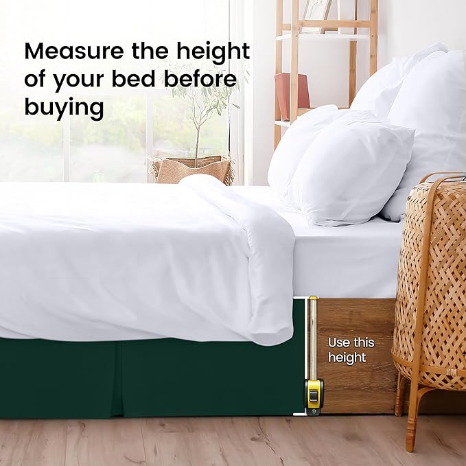 Utopia Bedding Queen Bed Skirt - Soft Quadruple Pleated Ruffle - Easy Fit with 16 Inch Tailored Drop - Hotel Quality, Shrinkage and Fade Resistant (Queen, Emerald)