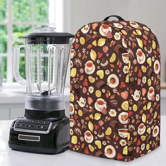 Lemons Chocolates Tea Blender Dust Cover Brown Food Processor Cover Coffee Machine Appliance Covers for Kitchen Counter Blender Covers for Kitchen Machine