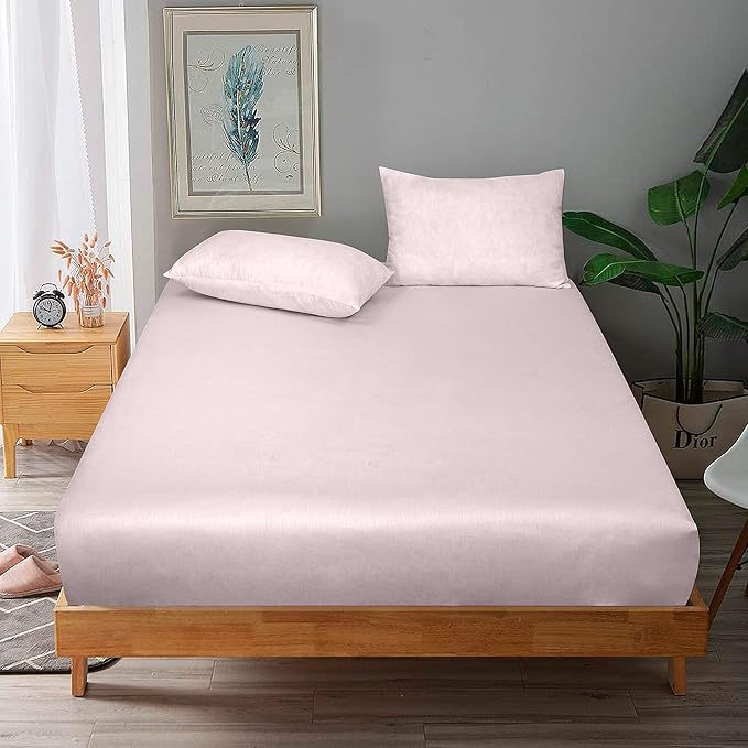 ROYALE LINENS 300 Thread Count 100% Long Staple Combed Cotton Fitted Sheet King - Super Soft Deep Pocket Bottom Sheet - Fitted Sheets Only - Elastic Sheets (King, Lavender)