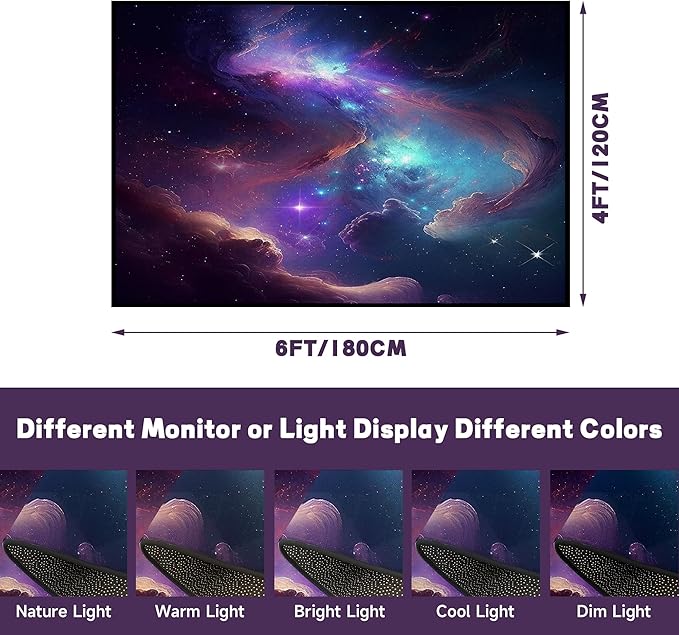 Galaxy Area Rug Bedroom Living Room for Girls Kids Boys Large Carpet Nebula Vortex Throw Rugs Purple Blue Cloud Floor Mat 71 in x 47 in