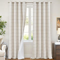 Brown Plaid Curtains Pattern Printed 90 Inches Long - Total Linen Blackout Curtains for Living Room, Boho Grommet Drapes for Farmhouse Thermal Drapery 52x90 Inch 2 Panels