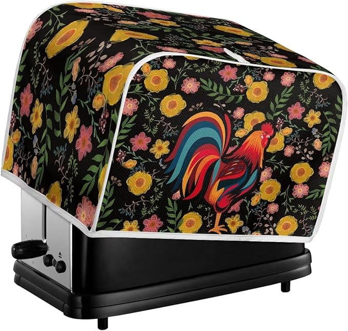 ZFRXIGN Sunflower Chicken Toaster Cover 4 Slice Wide Slot Toaster Rooster Cover Dust Cover with Top Handle Bread Maker Cover Small Kitchen Appliance Cover Home Decor