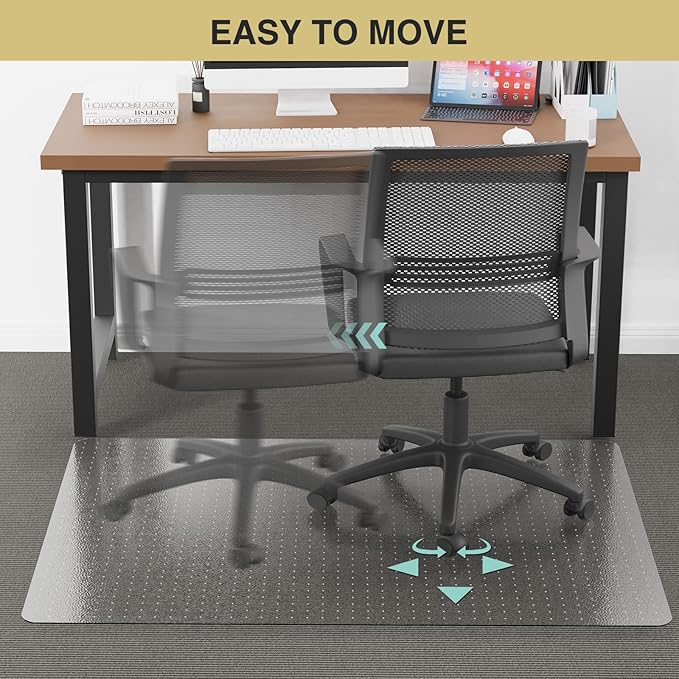 36”x 48” Carpet Floor Mat for Office Chair, Clear Desk Chair Floor Mat for Carpet for Medium/Low Pile, HeavyDuty Chair Mats for Carpeted Floors, Studded Desk Mat for Carpets for Homes and Offices