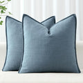 MIULEE Decorative Pillow Covers 20x20, 2 Pack Boho Farmhouse Neutral Throw Pillows for Couch, Thick Textured Modern Linen Cushion Cases Sofa Bed Living Room Home Decor, Blue