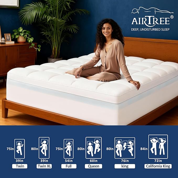 California King Dual Layer 4 Inch Memory Foam Mattress Topper, 2 Inch Cooling Gel Memory Foam and 2 Inch Down Alternative Pillow Top, 8-24 Inch Deep Pocket, Medium Support for Back Pain