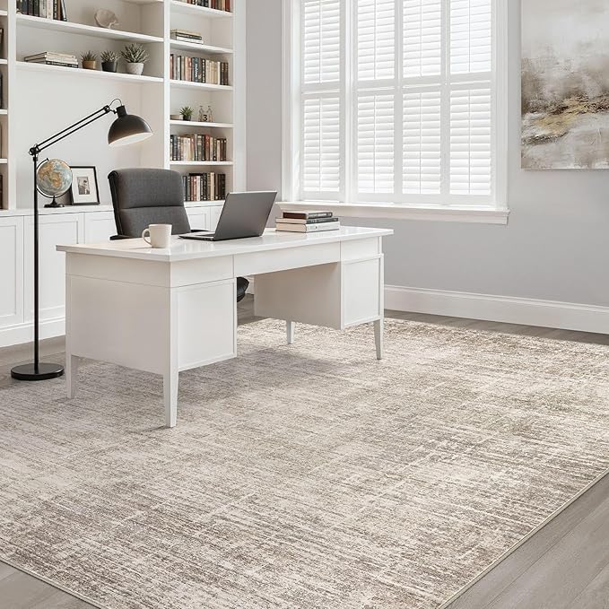 5x8 Area Rug Living Room: Washable Large Neutral Brown Rugs Abstract Soft Modern Stain Resistant Indoor Floor Non-Slip Carpet for Bedroom Nursery Kids Office Playroom Dining Room Under Table Home