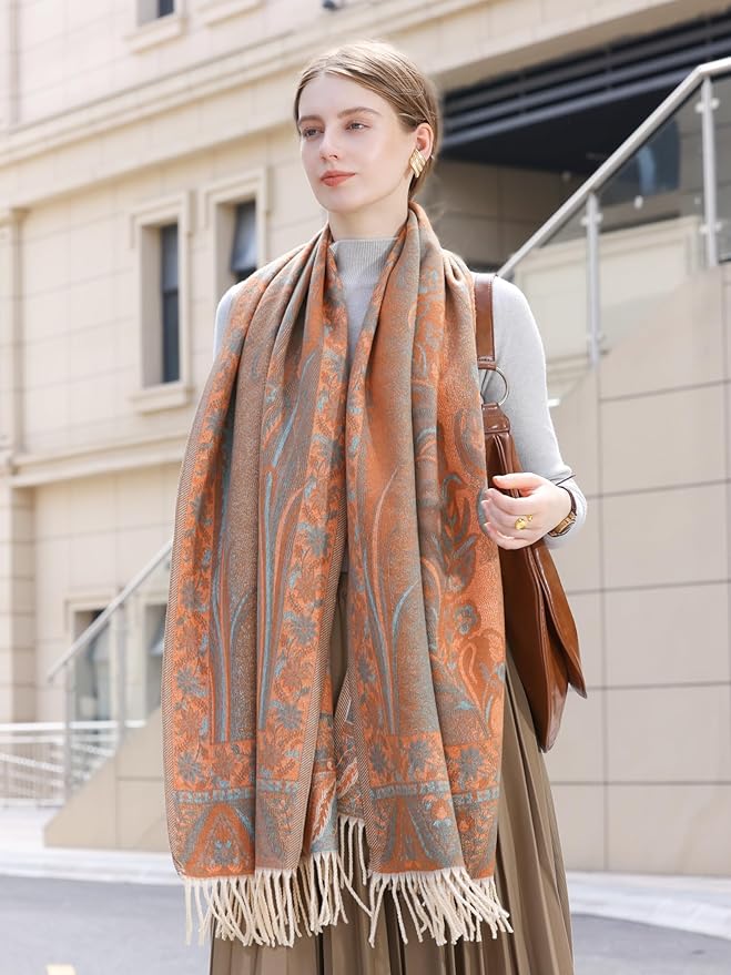 Wander Agio Warm Fashion Scarf Long Shawl Large Blanket Winter Wraps Scarves for Women Cashmere Jacquard Vintage Paisley