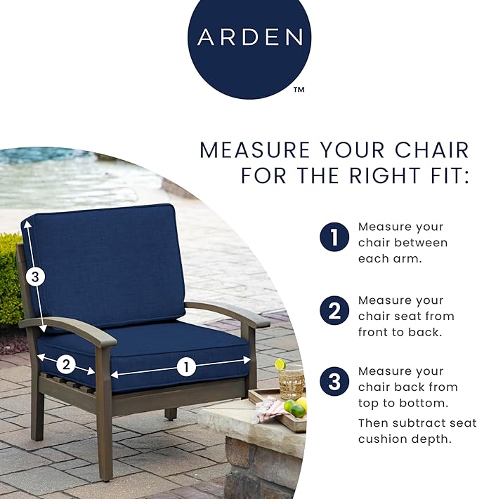 Arden Outdoor Deep Seat Cushion Set, 24 in x 24 in, Weather-Proof, Rain-Proof, Fade Resistant Patio Cushion for Chair, Sofa, and Couch Black Leala