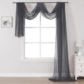 DONREN Dark Grey Window Scarf for Outdoor Decoration - Add Luxury Beautiful Elegant Effect to Curtain Panels (1 Panel, 34 x 216 Inches Long)