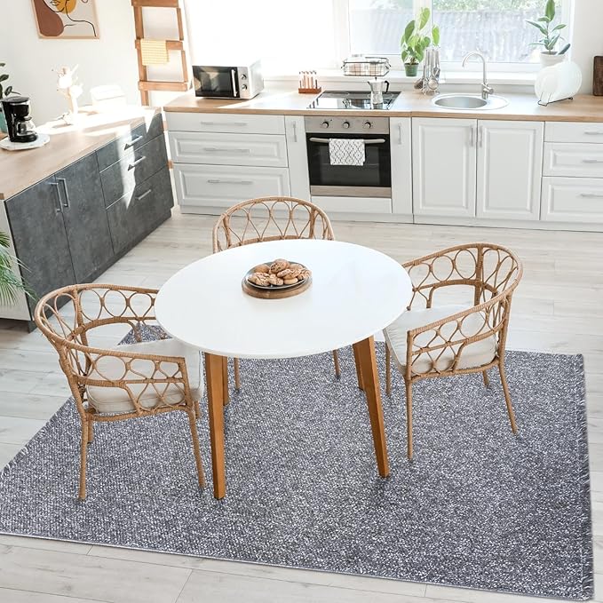 LUXE WEAVERS Solid Machine Woven Smoke 6x9 Area Rug, Indoor Stain-Resistant Carpet