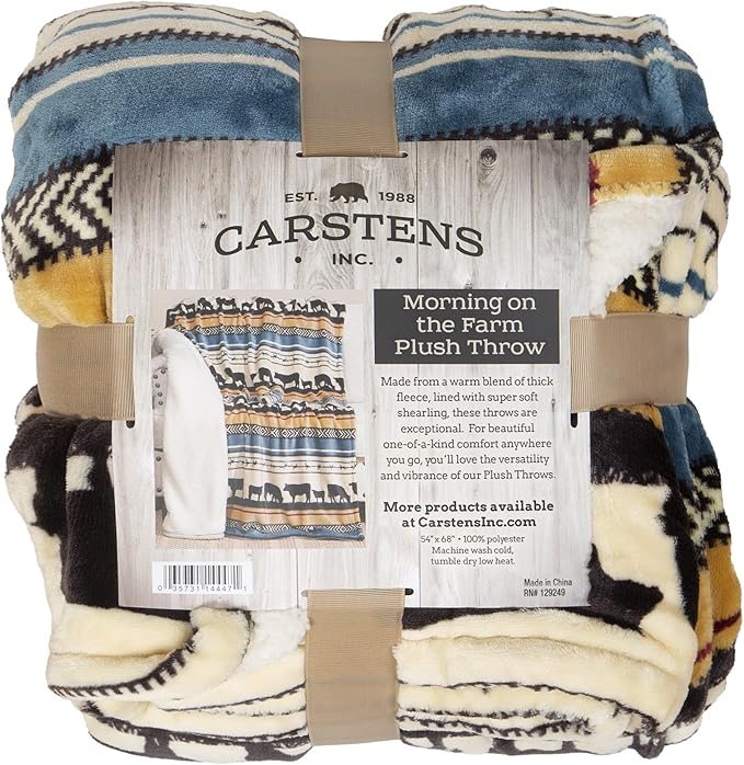 CARSTENS, INC. Ultra Premium Super Soft Plush Sherpa Fleece Oversized Throw Blanket 54" x 68", Morning on The Farm