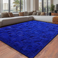 Extra Large 9x12 Feet Fuzzy Rug Blue Fluffy Rug for Living Room, Big Plush Non-Skid Shag Carpet, Soft Shaggy Rugs for Bedroom Indoor Modern Home Decor