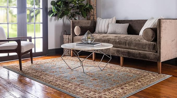 Unique Loom Voyage Collection Traditional Oriental Classic Intricate Design Area Rug (2' 2 x 3' 0 Rectangular, Light Blue/Gold)