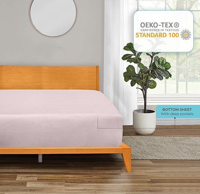 ROYALE LINENS 300 Thread Count 100% Long Staple Combed Cotton Fitted Sheet California King - Super Soft Deep Pocket Bottom Sheet - Fitted Sheets Only - Elastic Sheets (Cal King, Lavender)