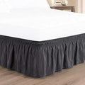 Dark Grey Wrap Around Bed Skirts - Three Sides Fabric Adjustable Elastic Dust Ruffle Soft -600 TC Stretchy Bed Skirt-California King(72"X 84") Dark Grey