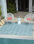 Unique Loom Outdoor Trellis Collection Area Rug - Trellis (Square 10' 8" x 10' 8", Aquamarine/ Gray)