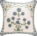 patdrea Designer Throw Pillow Covers,Blue Euro Elegant Linen with Blooming Floral Pattern Pillow Cover,Decorative Square Pillowcases Cushion for Bed Living Room Outdoor Car,18"x18"