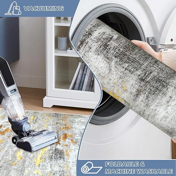 Runner Rug Washable 3x75 FT, Non Slip Rubber Backing Abstract Carpet, Soft Area Rugs for Bedroom Kitchen Hallway Entryway Bathroom, Customized