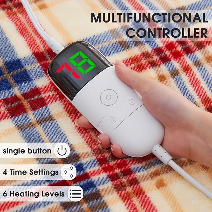 Heated Electric Blanket Queen Size, 84X90 Heating Blanket Queen with Dual Control&10 Heats Levels&Timer for Bed,Brown Plaid Sherpa Soft Blankets Warmer Gift for Grandma Women Adults, Washable