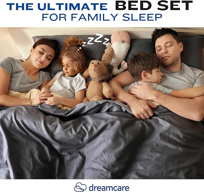 DREAMCARE Full Size Sheets - Cooling Bed Sheets - 4pcs Set - up to 15" Deep Pocket Full Sheet Set - Sheets Full Size Bed - Soft & Long Lasting 100% Fine Brushed Polyester with Side Pocket - Gray
