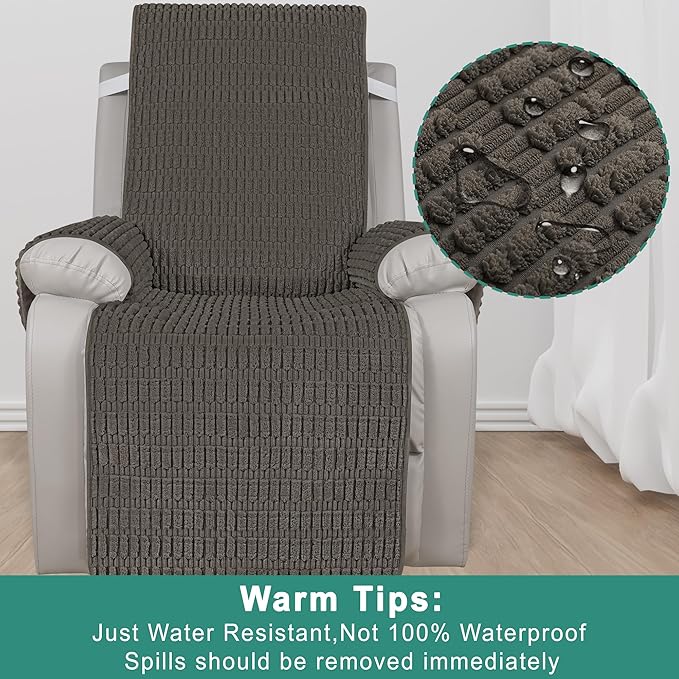 Foxdecor Recliner Chair Covers, Recliner Cover Non-Slip Chair Covers, Washable Recliner Couch Cover Furniture Protector, Cover for Recliner Chair with Elastic Straps. (Chocolate, 23" W)