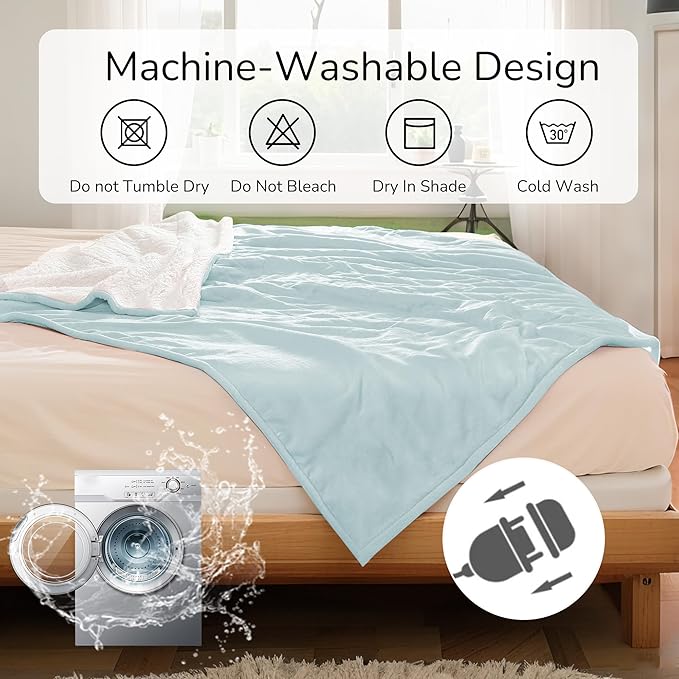 Electric Heated Blanket Queen Size 84"x90" - Dual-Sided with Microplush & Sherpa Fabric, 4 Heat Settings & 10 Hours Auto Off, Dual Controller, Machine Washable - Spring Green