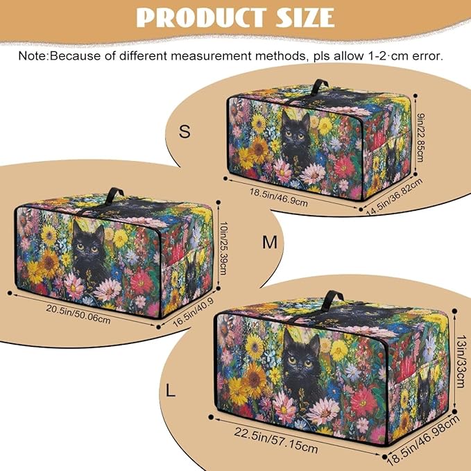Microwave Oven Dust Cover Heavy Duty Microwave Oven Cover Waterproof Dust-Proof Kitchen Machine Covers Case Protections for Toaster Oven, Oil Painting Cat Sunflower Daisy Print, M