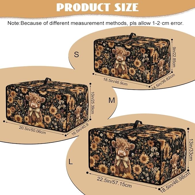 Cute Highland Cattle Print Toaster Oven Cover Heavy Duty Microwave Oven Dust Cover Sunflower Daisy Print Dust-Proof Universal Kitchen Machine Covers Suitable for Most Microwave Ovens, S