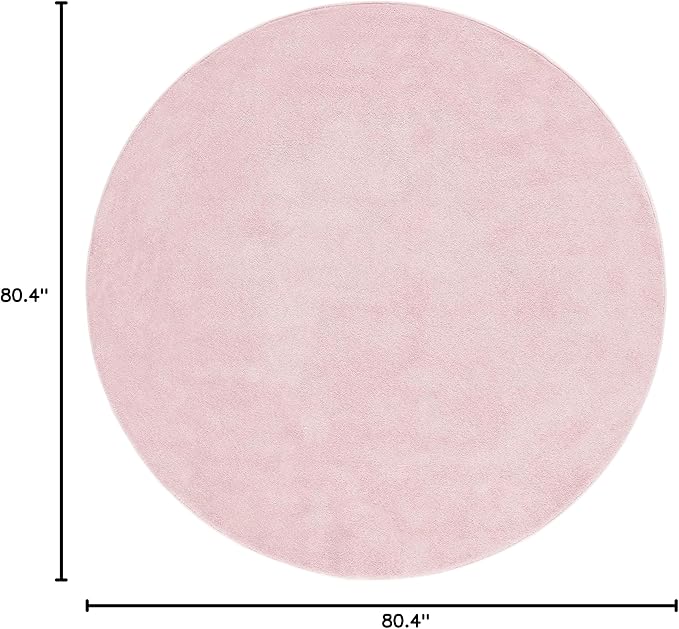 SAFAVIEH Pattern and Solid Collection 6'7" Round Pink PNS320 Non-Shedding Area Rug