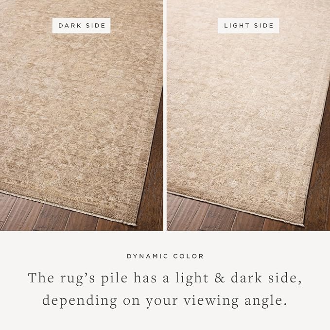 Loloi Chris Loves Julia Palma Collection PLM-01 Bark/Natural 5'-3" x 7'-6" Area Rug Vintage Style Boho Living Room Bedroom Carpet