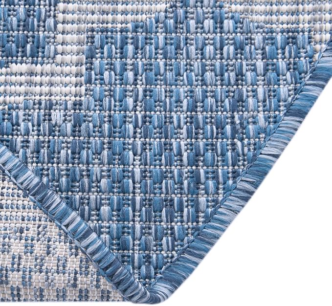 Unique Loom Trellis Collection Area Rug-Lattice Design, Moroccan Inspired for Indoor/Outdoor Décor, 5' 0" x 8' 0" Oval, Navy Blue/Gray