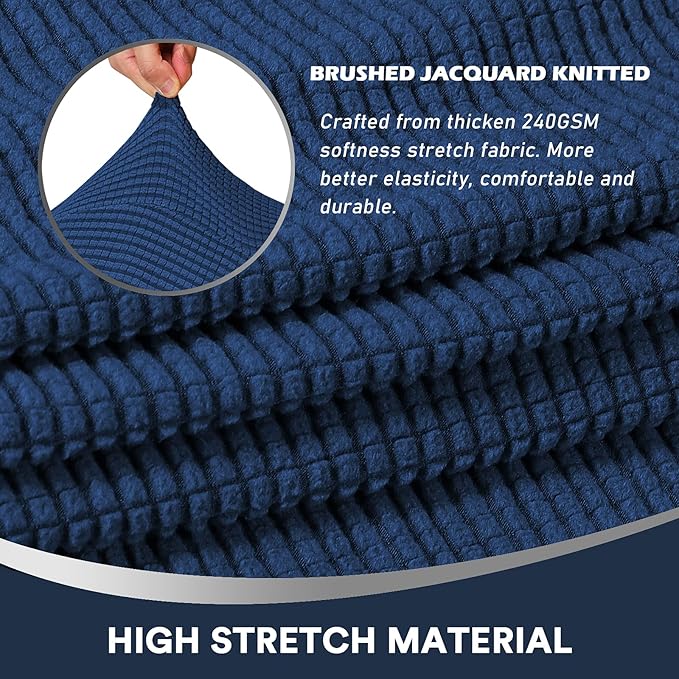 Stretch Sofa Arm Covers Spandex Jacquard Anti-Slip Couch Arm Covers with Sticker Furniture Armrest Protector for Sofa Couch Chair Recliner, Set of 2, Navy