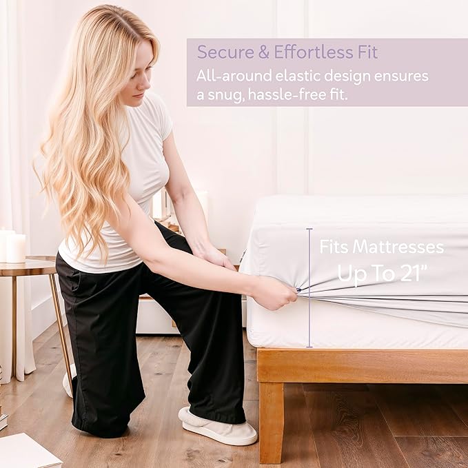 Hearth & Harbor 12 Pack Queen Size Quilted Fitted Mattress Pad Cover, 100% Waterproof Mattress Protectors, Deep Pocket Fitted Mattress Cover 8" - 21" (60" x 80", White)