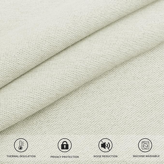 Easy-Going Linen Look Blackout Curtain Grommet Window Curtain Drapes for Bedroom, Living Room Thermal Insulated Room Darkening (2 Panels, 52x63 inch, Beige)