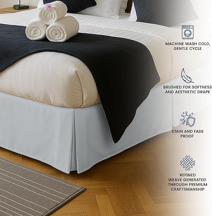 Utopia Bedding Queen Bed Skirt - Soft Quadruple Pleated Ruffle - Easy Fit with 16 Inch Tailored Drop - Hotel Quality, Shrinkage and Fade Resistant (Queen, Light Grey)