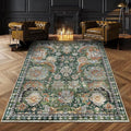 RUGSURE Washable Area Rugs - Perfect for Living Room, Bedroom, Kids Room, Nursery - Stain & Water Resistant Non-Slip, Pet & Child Friendly, Vintage Tribal Area Rugs (Green, 9' x 12')