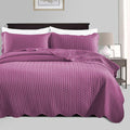 IR Imperial Rooms California King Quilt Bedding Set Size (118"x106") + 2 Pillow Shams (20" x 36"+ 2") - 3 Pcs All Season Reversible Microfiber Coverlet Embossed Quilt Bedspread (Purple)