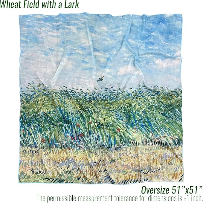 Artist Oil Painting Wraps 51"x51" Cashmere-Soft Art Pashmina Luxury Rolled Hem Women Large Travel Blanket Shawl