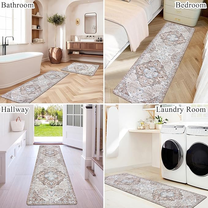 Ileading Anti Fatigue Kitchen Rugs Sets of 2 Cushioned Kitchen Mats for Floor Waterproof Kitchen Mat Set Non Slip Comfort Standing Mat for Kitchen, Office, Sink, Laundry